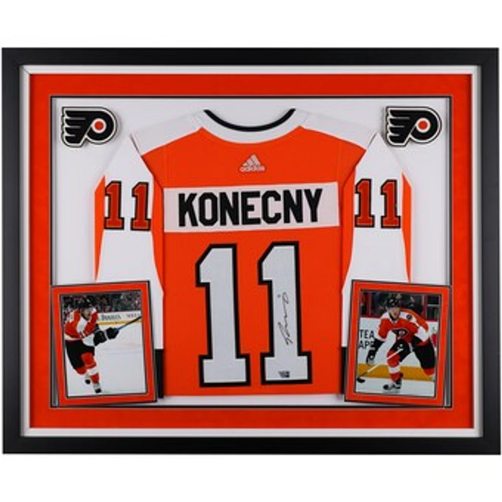 Travis Konecny Philadelphia Flyers Autographed Deluxe Framed Orange adidas Authentic Jersey