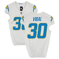 Kimani Vidal Los Angeles Chargers Game-Used #30 White Jersey vs. Cleveland Browns on November 3, 2024