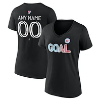 Women's Black Chicago Fire Goal Custom V-Neck T-Shirt