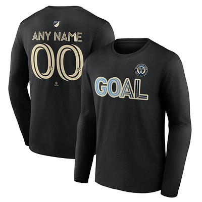 Men's Black Philadelphia Union Goal Custom Long Sleeve T-Shirt