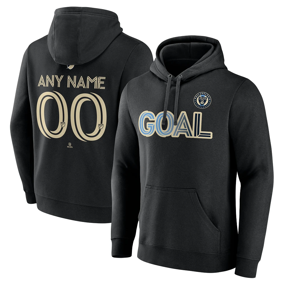 Men's Black Philadelphia Union Goal Custom Pullover Hoodie
