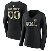 Women's Black Philadelphia Union Goal Custom V-Neck Long Sleeve T-Shirt