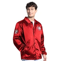 Men's Starter  Red Cincinnati Reds Cooperstown Collection Point Man Full-Snap Coaches Jacket