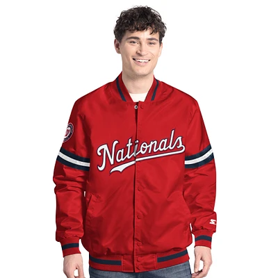 Men's Starter  Red Washington Nationals Scout Full-Snap Varsity Jacket