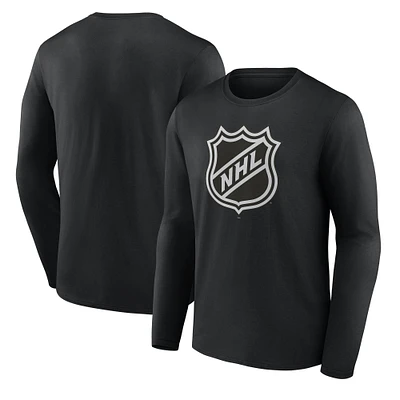 Men's  Black NHL Shield Logo Long Sleeve T-Shirt