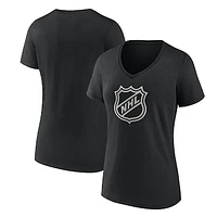 Women's  Black NHL Shield Logo V-Neck T-Shirt
