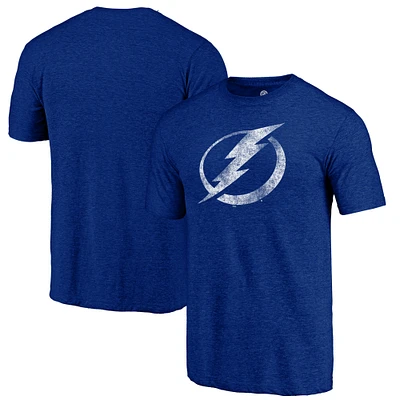 Men's Blue Tampa Bay Lightning Distressed Logo Tri-Blend T-Shirt