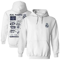 Women's Vive La Fete  White Real Madrid Impressions Artwork Pullover Hoodie