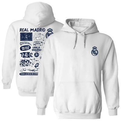 Women's Vive La Fete  White Real Madrid Impressions Artwork Pullover Hoodie