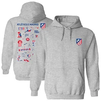 Women's Vive La Fete  Gray Atletico de Madrid Impressions Artwork Pullover Hoodie