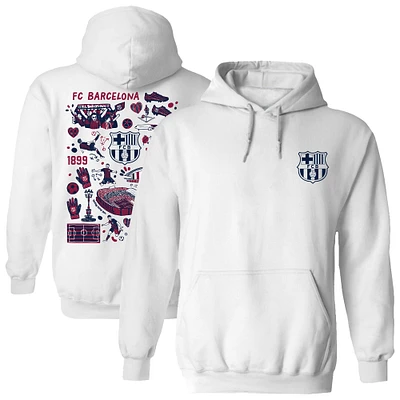 Women's Vive La Fete  White Barcelona Impressions Artwork Pullover Hoodie