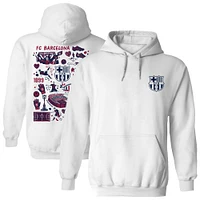 Women's Vive La Fete  White Barcelona Impressions Artwork Pullover Hoodie