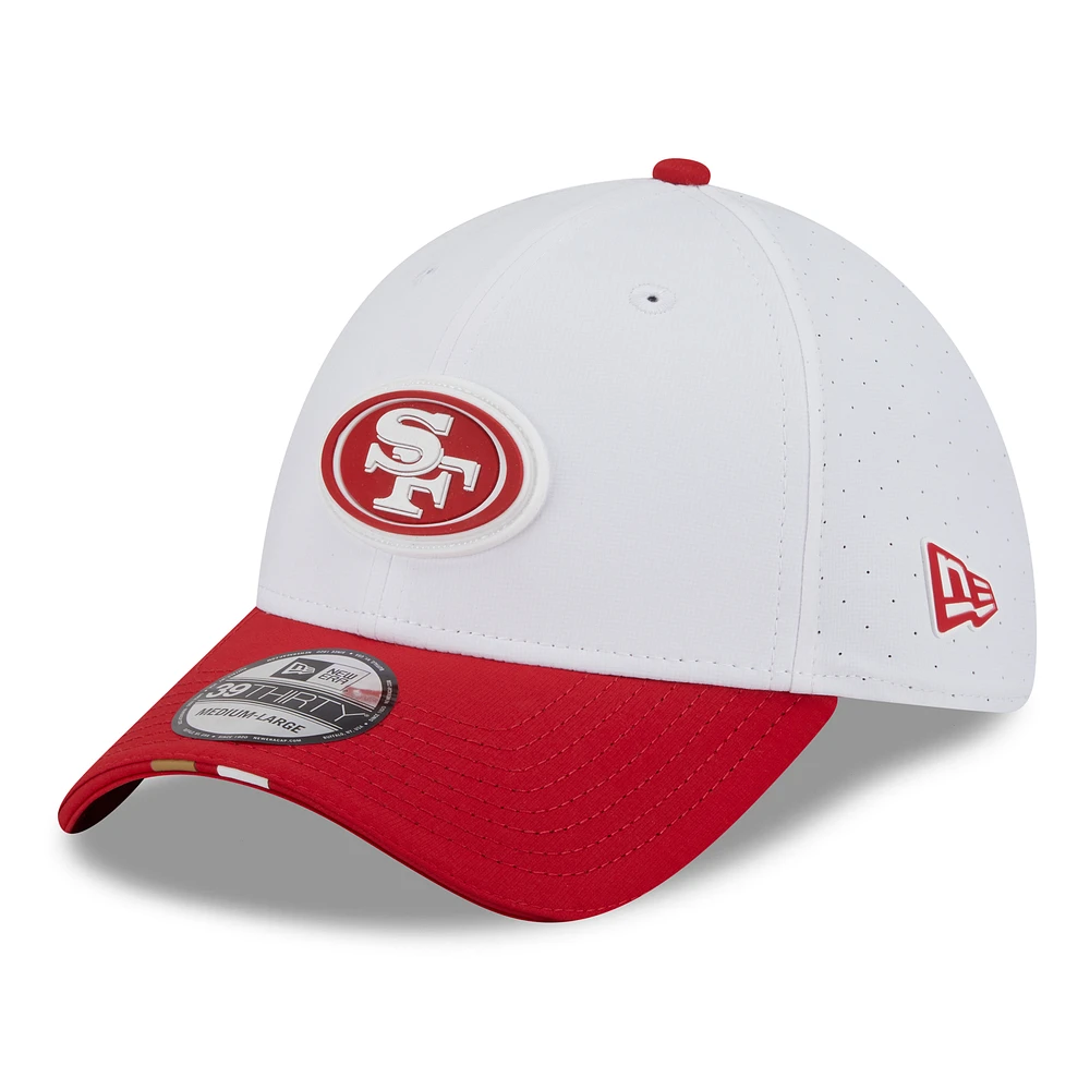 Men's New Era White/Scarlet San Francisco 49ers 2025 NFL Training Camp 39THIRTY Flex Hat