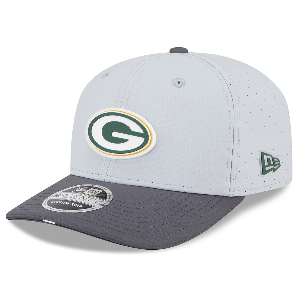 Men's New Era Gray/Graphite Green Bay Packers 2025 NFL Training Camp 9SEVENTY Adjustable Hat