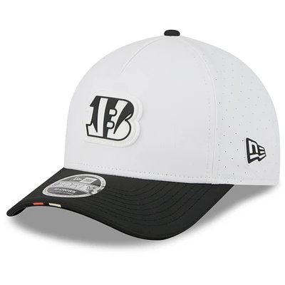 Men's New Era  White/Black Cincinnati Bengals 2025 NFL Training Camp A-Frame 9FORTY Adjustable Hat