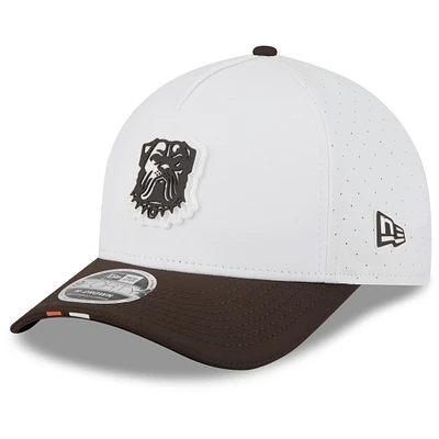 Men's New Era  White/Brown Cleveland Browns 2025 NFL Training Camp A-Frame 9FORTY Adjustable Hat