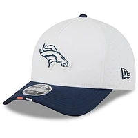 Men's New Era  White/Navy Denver Broncos 2025 NFL Training Camp A-Frame 9FORTY Adjustable Hat