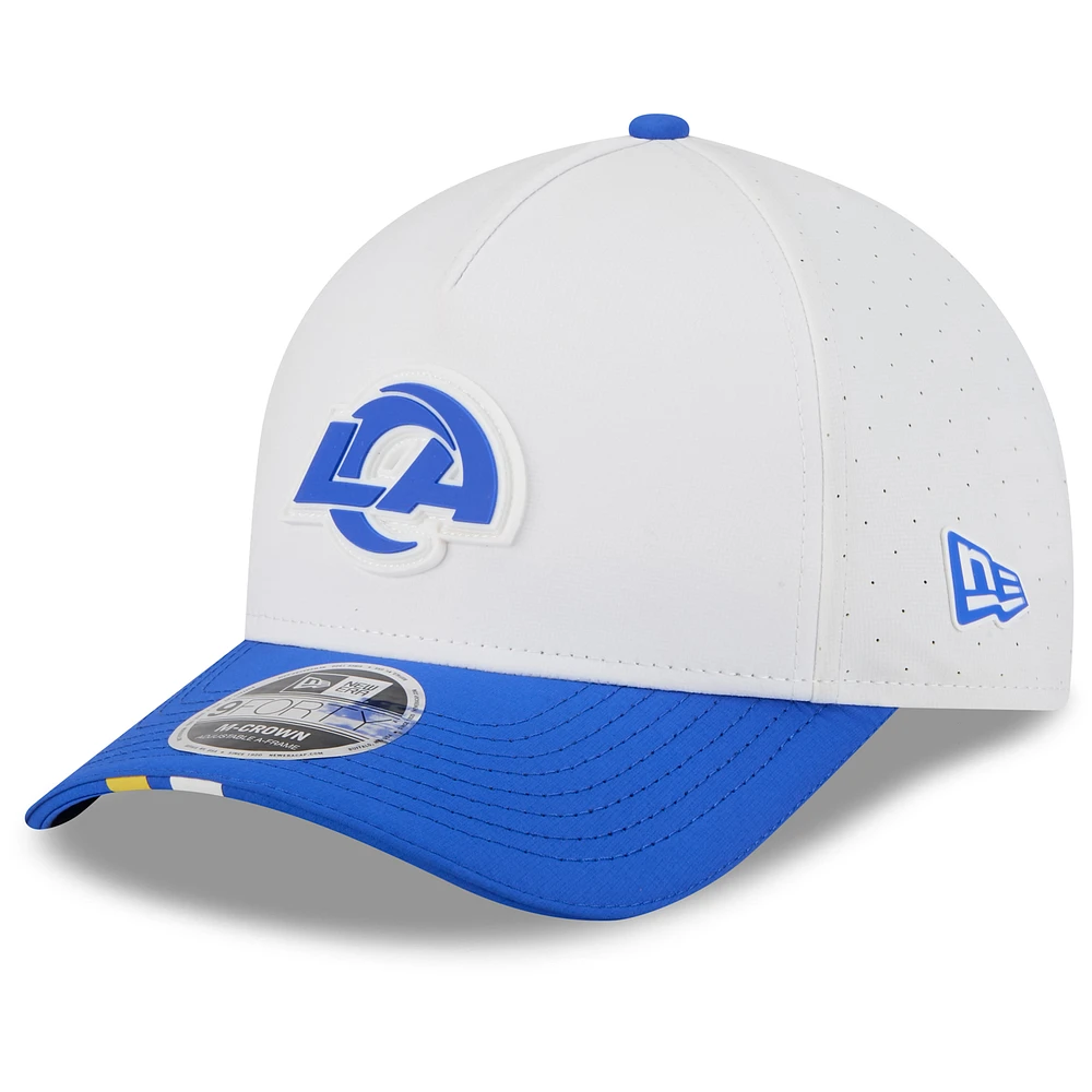 Men's New Era White/Royal Los Angeles Rams 2025 NFL Training Camp A-Frame 9FORTY Adjustable Hat