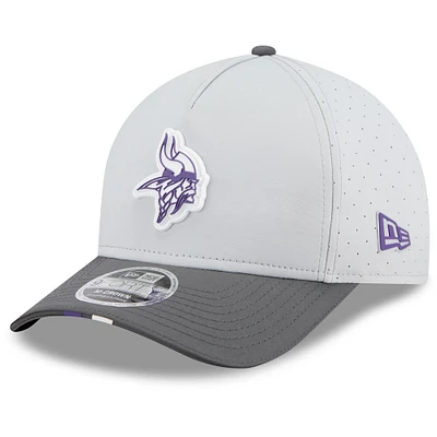 Men's New Era  Gray/Graphite Minnesota Vikings 2025 NFL Training Camp A-Frame 9FORTY Adjustable Hat