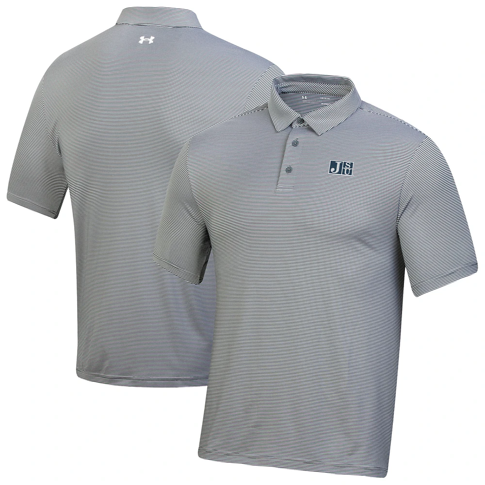 Men's Under Armour Gray Jackson State Tigers T2 Green Bridge Stripe Polo