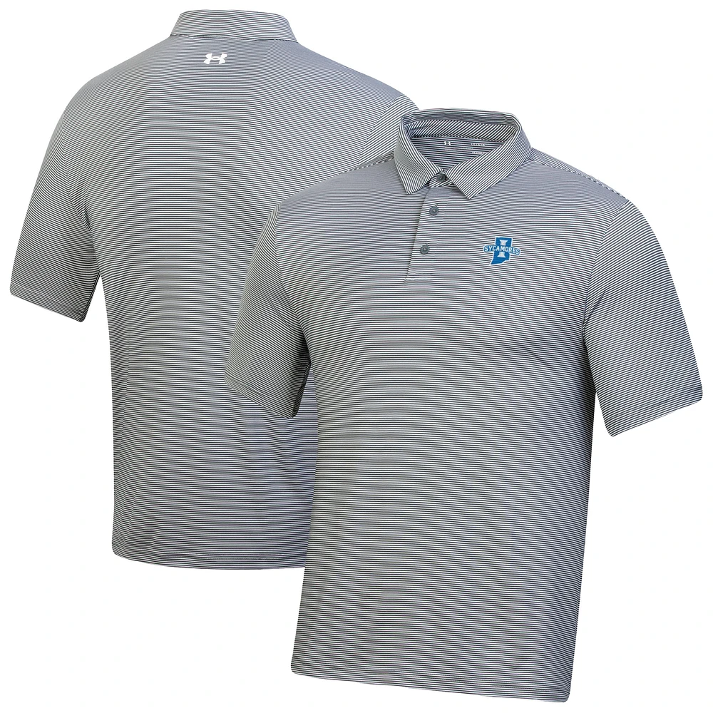 Men's Under Armour Gray Indiana State Sycamores T2 Green Bridge Stripe Polo