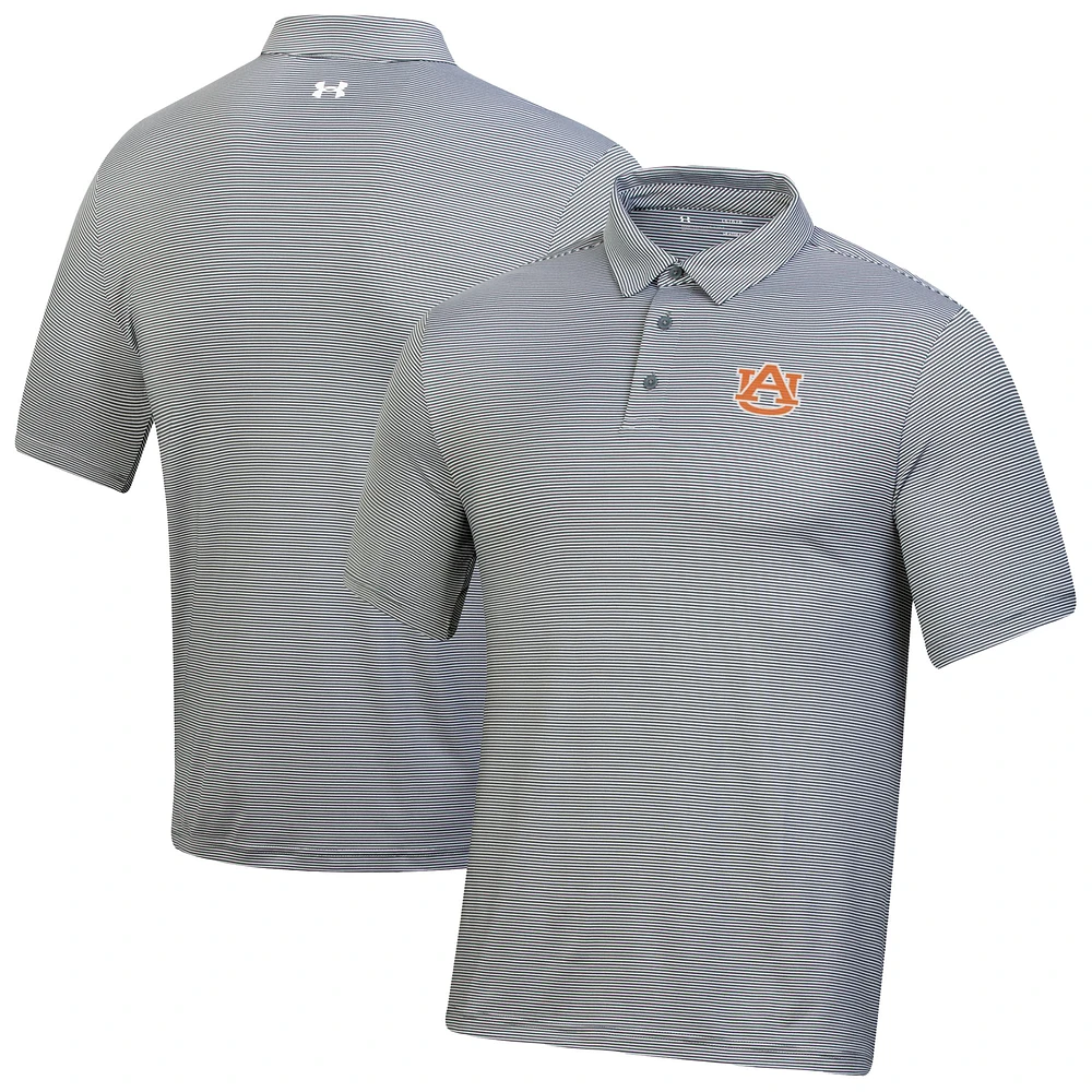 Men's Under Armour Gray Auburn Tigers T2 Green Bridge Stripe Polo