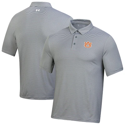 Men's Under Armour Gray Auburn Tigers T2 Green Bridge Stripe Polo