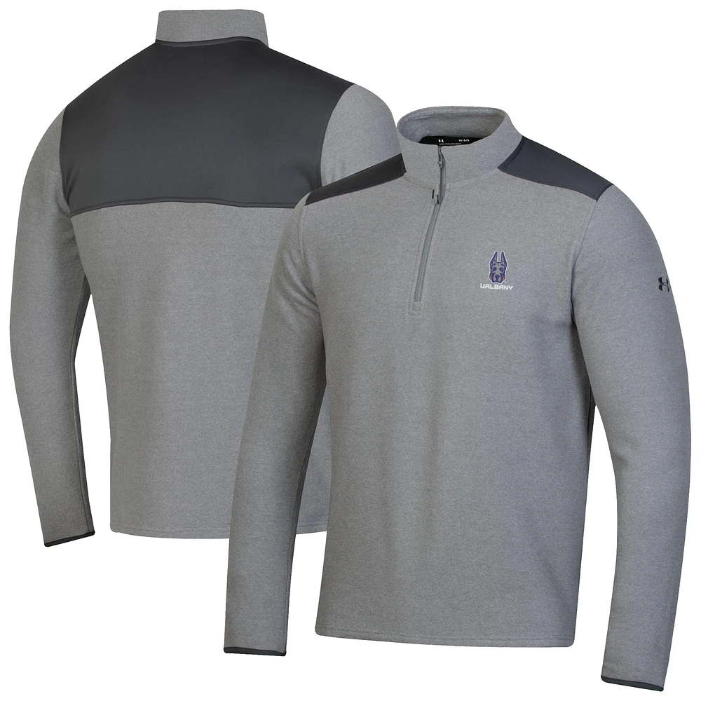 Men's Under Armour Gray UAlbany Great Danes CGI Microfleece Quarter-Zip Jacket
