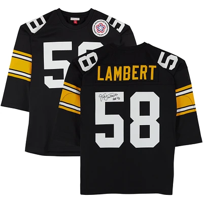 Jack Lambert Pittsburgh Steelers Autographed Mitchell & Ness 1975 Black Authentic Jersey with "HOF 90" Inscription