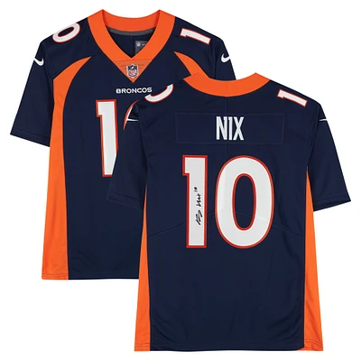Bo Nix Denver Broncos Autographed Navy Nike Limited Jersey