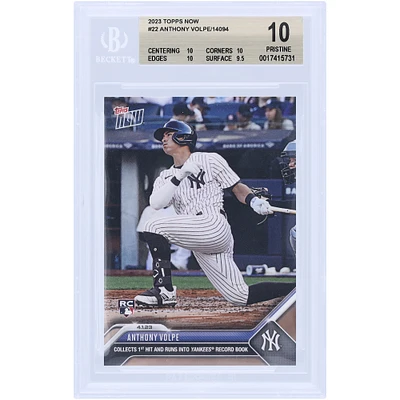 Anthony Volpe New York Yankees 2023 Topps Now Collects 1st Hit & Runs Into Yankees Record Book #22 BGS Authenticated 10 Rookie Card - 10,10,10,9.5 Subgrades