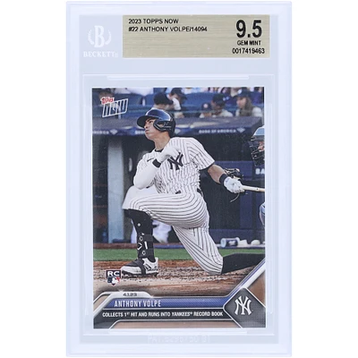 Anthony Volpe New York Yankees 2023 Topps Now Collects 1st Hit & Runs Into Yankees Record Book #22 BGS Authenticated 9.5 Rookie Card