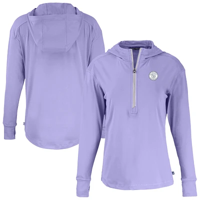 Women's Cutter & Buck  Lavender Milwaukee Brewers Daybreak Eco Recycled Half-Zip Hoodie