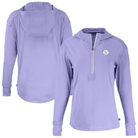 Women's Cutter & Buck  Lavender Milwaukee Brewers Daybreak Eco Recycled Half-Zip Hoodie