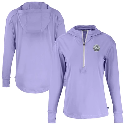 Women's Cutter & Buck  Lavender New York Mets Daybreak Eco Recycled Half-Zip Hoodie