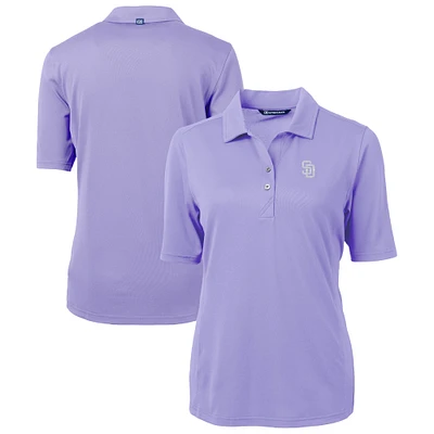 Women's Cutter & Buck  Lavender San Diego Padres Virtue Eco Pique Recycled Half-Sleeve Polo