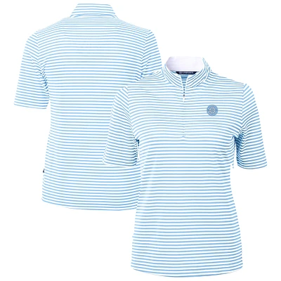Women's Cutter & Buck  Powder Blue Seattle Mariners Virtue Eco Pique Stripe Recycled Quarter-Zip Top