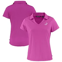 Women's Cutter & Buck Pink Los Angeles Dodgers Daybreak Eco DryTec Recycled V-Neck Polo