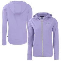 Women's Cutter & Buck Lavender Chicago Cubs Daybreak Eco Recycled Full-Zip Hoodie