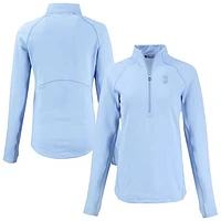 Women's Cutter & Buck Heather Powder Blue Kansas City Royals Peshastin Eco Fleece Recycled Half-Zip Jacket