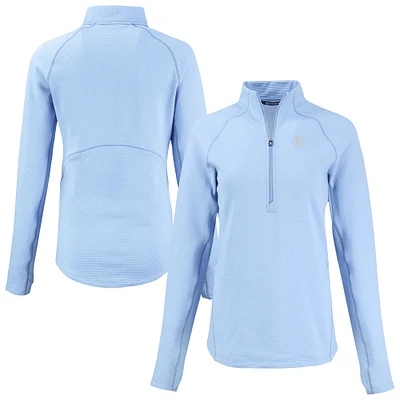 Women's Cutter & Buck Heather Powder Blue Detroit Tigers Peshastin Eco Fleece Recycled Half-Zip Jacket