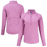 Women's Cutter & Buck Heather Light Pink Detroit Tigers Peshastin Eco Fleece Recycled Half-Zip Jacket