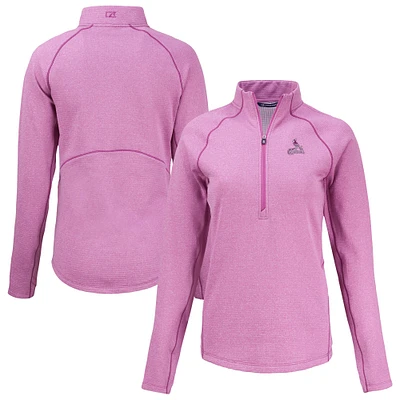 Women's Cutter & Buck Heather Light Pink St. Louis Cardinals Peshastin Eco Fleece Recycled Half-Zip Jacket