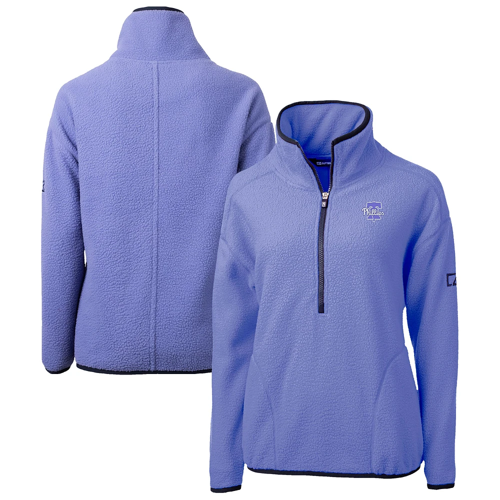 Women's Cutter & Buck Lavender Philadelphia Phillies Cascade Eco Fleece Half-Zip Jacket