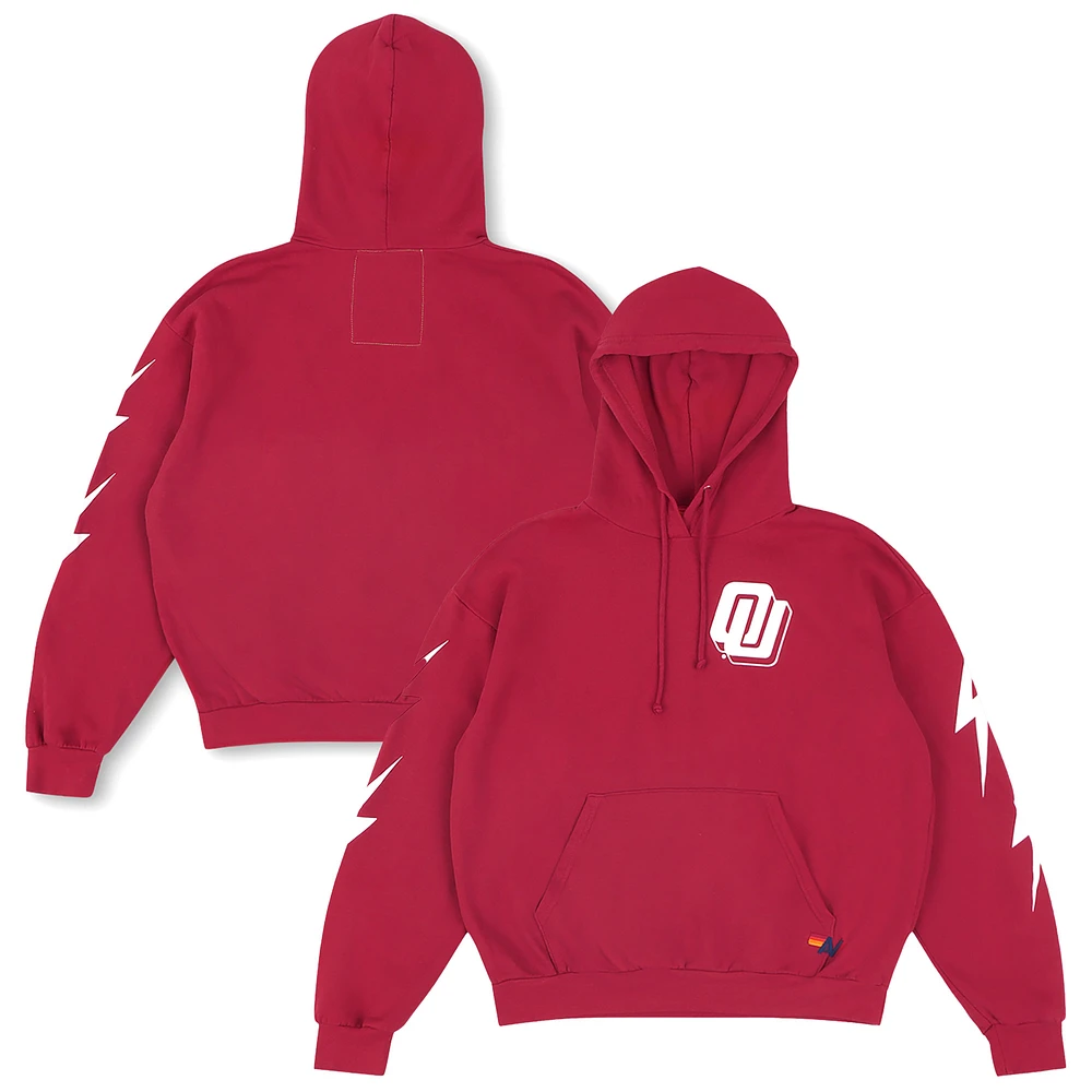 Unisex Aviator Nation Crimson Oklahoma Sooners Relaxed Tri-Blend Pullover Hoodie