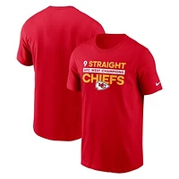 Men's Nike Red Kansas City Chiefs Nine-Straight AFC West Division Champions T-Shirt