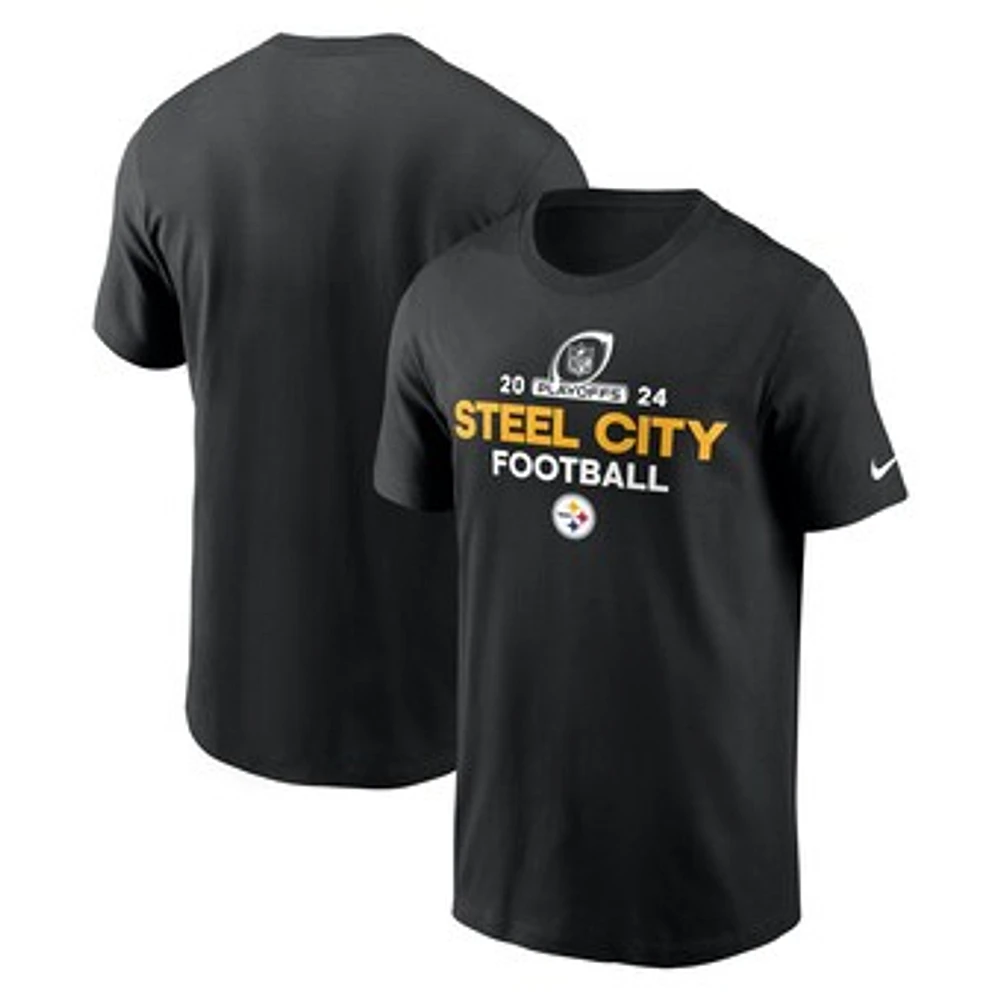 Men's Nike  Black Pittsburgh Steelers 2024 NFL Playoffs T-Shirt