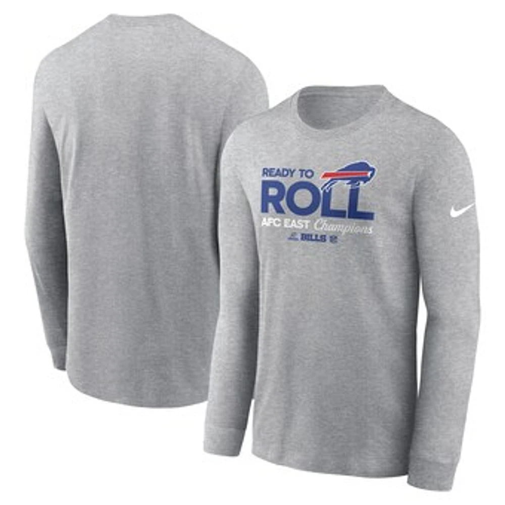 Men's Nike Heather Gray Buffalo Bills 2024 AFC East Division Champions Locker Room Trophy Collection Long Sleeve T-Shirt