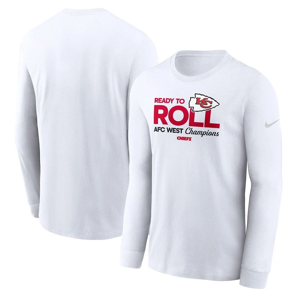 Men's Nike White Kansas City Chiefs 2024 AFC West Division Champions Locker Room Trophy Collection Long Sleeve T-Shirt