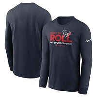 Men's Nike  Navy Houston Texans 2024 AFC South Division Champions Locker Room Trophy Collection Long Sleeve T-Shirt